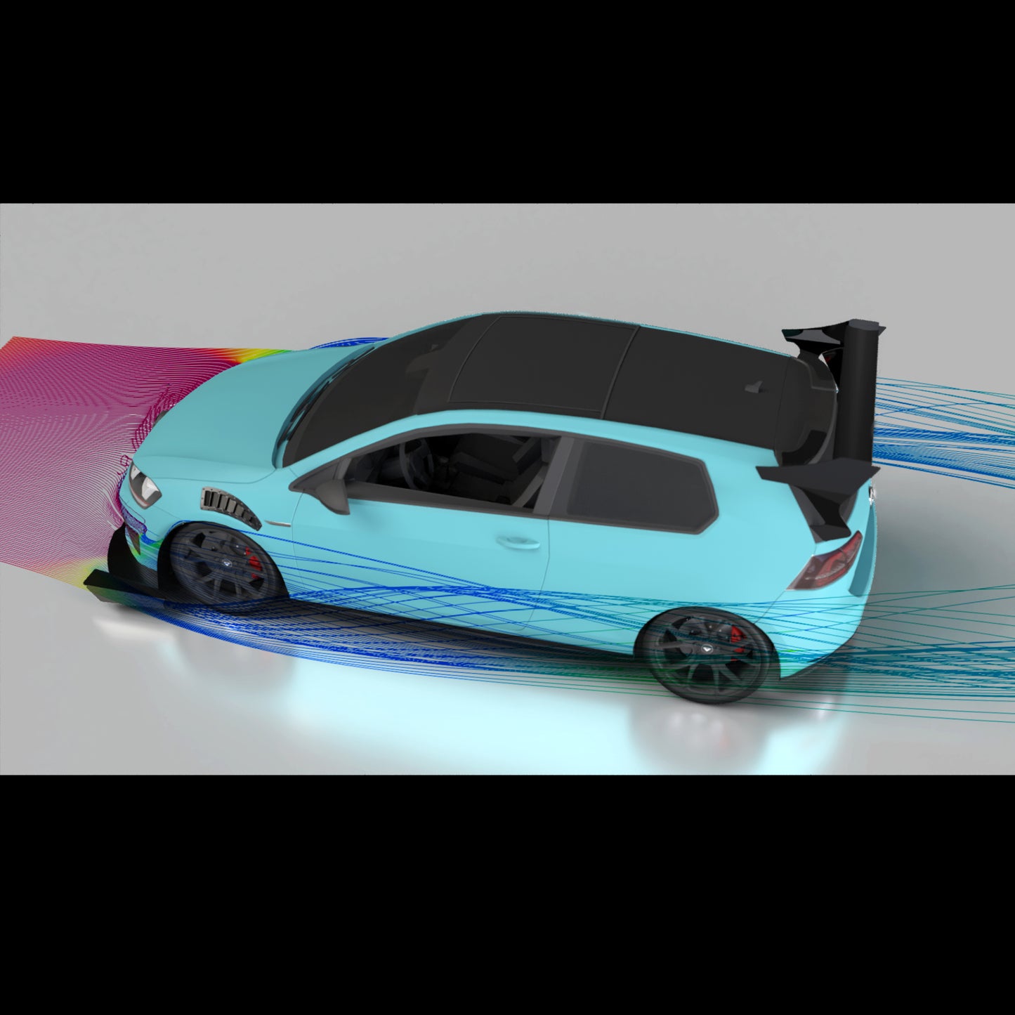 MK7 Mk7.5 gti golf R track splitter chassis mounted rear wing end plates end fences splitter supports 2015 2016 2017 2018 2019 2020 2021