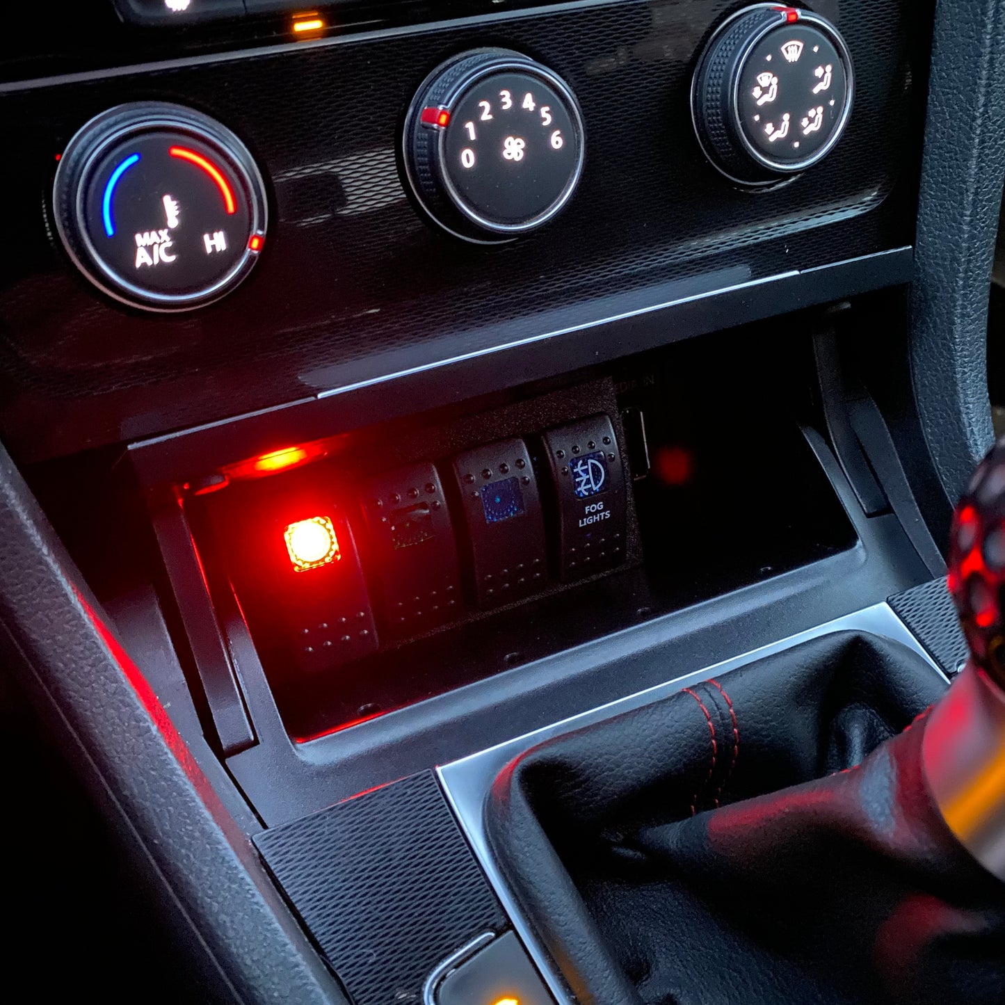 mk7 mk7.5 gti golf r VII switch panel carling rocker fog light bar aux fan